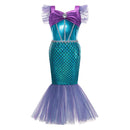 Girl Princess Little Mermaid Ariel Dress Kids Halloween Fancy Costume Children Carnival Birthday Party Clothes Summer Dress Up