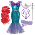 Girl Princess Little Mermaid Ariel Dress Kids Halloween Fancy Costume Children Carnival Birthday Party Clothes Summer Dress Up