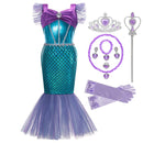 Girl Princess Little Mermaid Ariel Dress Kids Halloween Fancy Costume Children Carnival Birthday Party Clothes Summer Dress Up