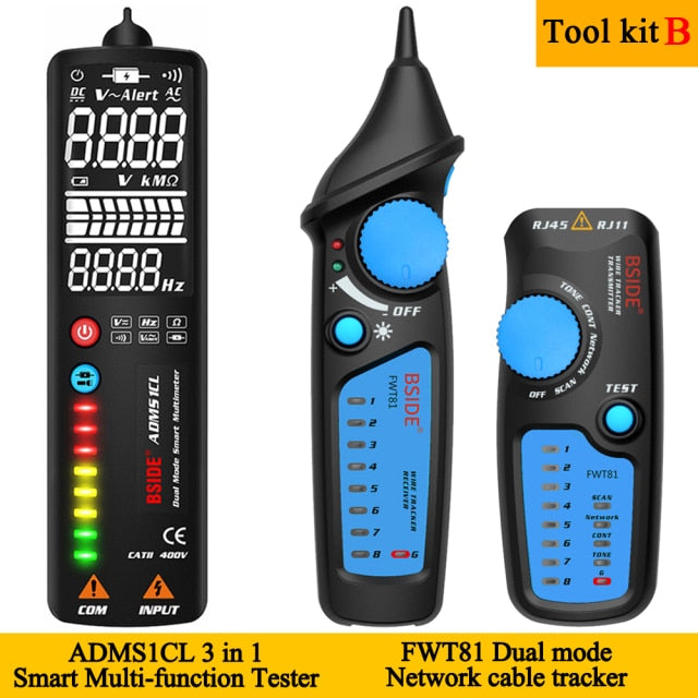 BSIDE Voltage Detector Tester 2.4"LCD Non contact Live wire Indicator Electric Pen Voltmeter Multimeter NCV Continuity Hz Test