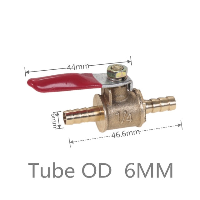 6mm-12mm Hose Barb Inline Brass Water Oil Air Gas Fuel Line Shutoff Ball Valve Pipe Fittings