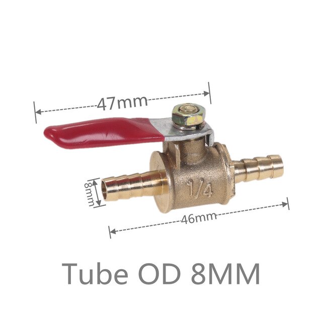 6mm-12mm Hose Barb Inline Brass Water Oil Air Gas Fuel Line Shutoff Ball Valve Pipe Fittings