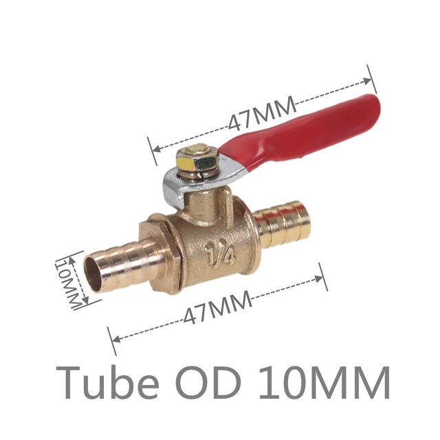 6mm-12mm Hose Barb Inline Brass Water Oil Air Gas Fuel Line Shutoff Ball Valve Pipe Fittings