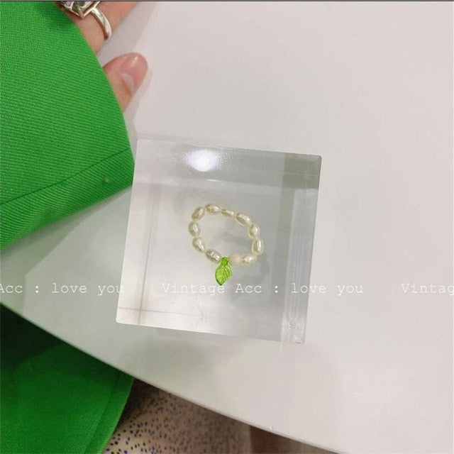 AOMU 2020 Fashion Crystal Beaded Rings Cute Minimalist Coloful Beads Geometric Stacked Fine Rings for Women Party Gift Jewelry