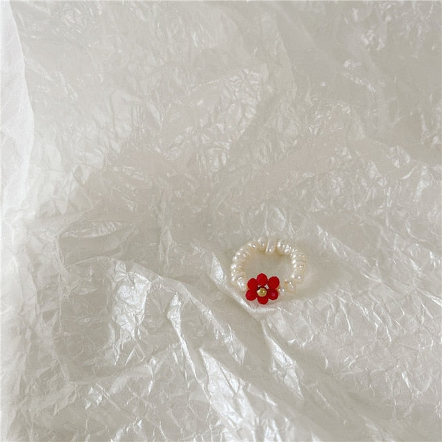 AOMU 2020 Fashion Crystal Beaded Rings Cute Minimalist Coloful Beads Geometric Stacked Fine Rings for Women Party Gift Jewelry