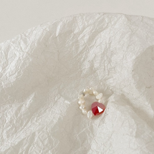 AOMU 2020 Fashion Crystal Beaded Rings Cute Minimalist Coloful Beads Geometric Stacked Fine Rings for Women Party Gift Jewelry