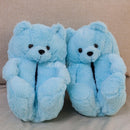 Teddy Bear women christmas plush slippers Cartoon Cute Bear House Slipper Furry Faux Fur Slides Woman Furry Flip Flop Shoes
