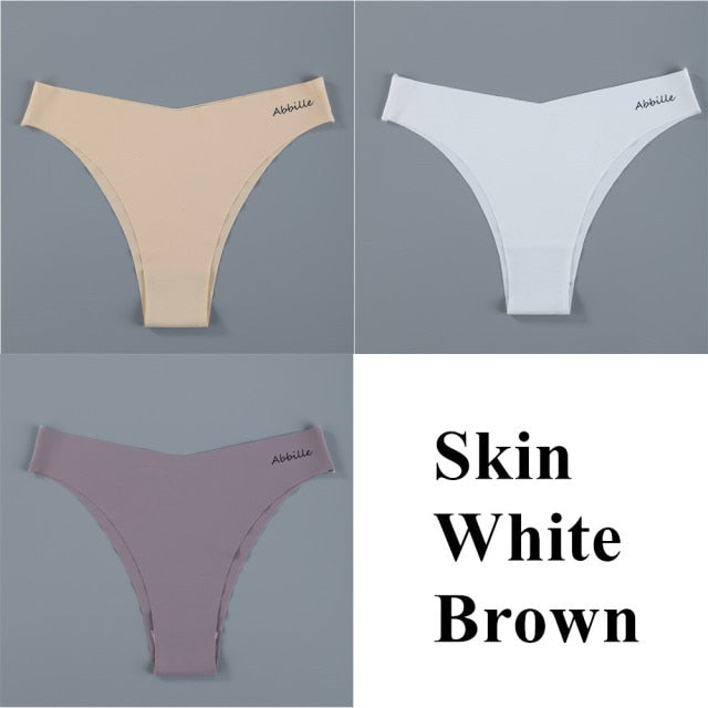 3PCS/Set Women Seamless Lingerie Female Thongs Sexy Underwear Woman Invisible Low-Rise Underpant Women's Panties Bikini Briefs