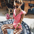 2021 Sexy One Piece Swimsuit Push Up Swimwear Women Striped Monokini Vintage Print Swimsuit Female Bodysuit Beach Bathing Suit