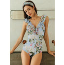 2021 Sexy One Piece Swimsuit Push Up Swimwear Women Striped Monokini Vintage Print Swimsuit Female Bodysuit Beach Bathing Suit