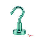5pcs Steel Magnetic Hooks Powerful Hook Magnet Holder 10kg Suction Wall Hooks Holder Support Hardware Magnetic Holder