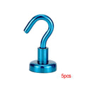 5pcs Steel Magnetic Hooks Powerful Hook Magnet Holder 10kg Suction Wall Hooks Holder Support Hardware Magnetic Holder