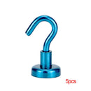 5pcs Steel Magnetic Hooks Powerful Hook Magnet Holder 10kg Suction Wall Hooks Holder Support Hardware Magnetic Holder