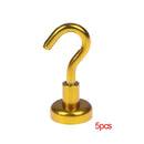 5pcs Steel Magnetic Hooks Powerful Hook Magnet Holder 10kg Suction Wall Hooks Holder Support Hardware Magnetic Holder