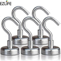 5pcs Steel Magnetic Hooks Powerful Hook Magnet Holder 10kg Suction Wall Hooks Holder Support Hardware Magnetic Holder