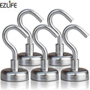 5pcs Steel Magnetic Hooks Powerful Hook Magnet Holder 10kg Suction Wall Hooks Holder Support Hardware Magnetic Holder