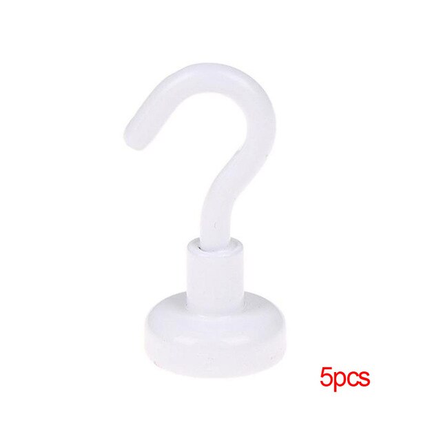5pcs Steel Magnetic Hooks Powerful Hook Magnet Holder 10kg Suction Wall Hooks Holder Support Hardware Magnetic Holder