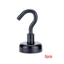 5pcs Steel Magnetic Hooks Powerful Hook Magnet Holder 10kg Suction Wall Hooks Holder Support Hardware Magnetic Holder