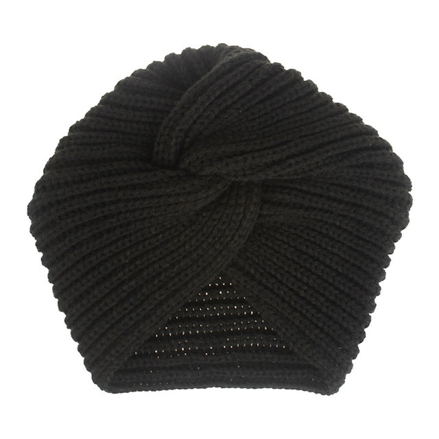 Women Autumn Winter Knot Bandana Turban Resuable Foldable Bonnet Hat Night Cap Sleep Head Cover Solid Color Headwrap Headscarf