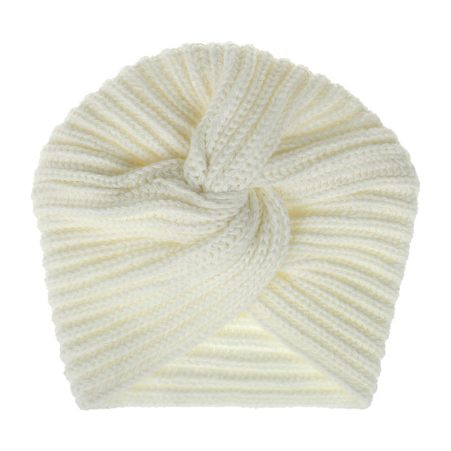 Women Autumn Winter Knot Bandana Turban Resuable Foldable Bonnet Hat Night Cap Sleep Head Cover Solid Color Headwrap Headscarf