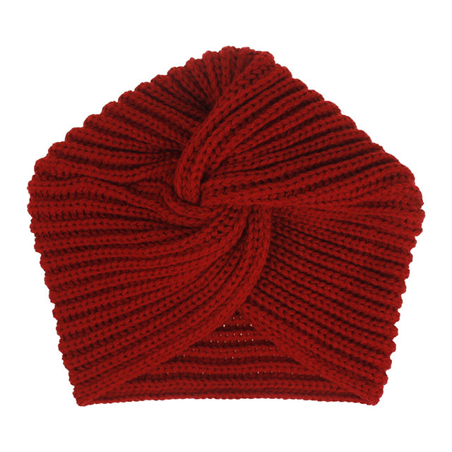 Women Autumn Winter Knot Bandana Turban Resuable Foldable Bonnet Hat Night Cap Sleep Head Cover Solid Color Headwrap Headscarf