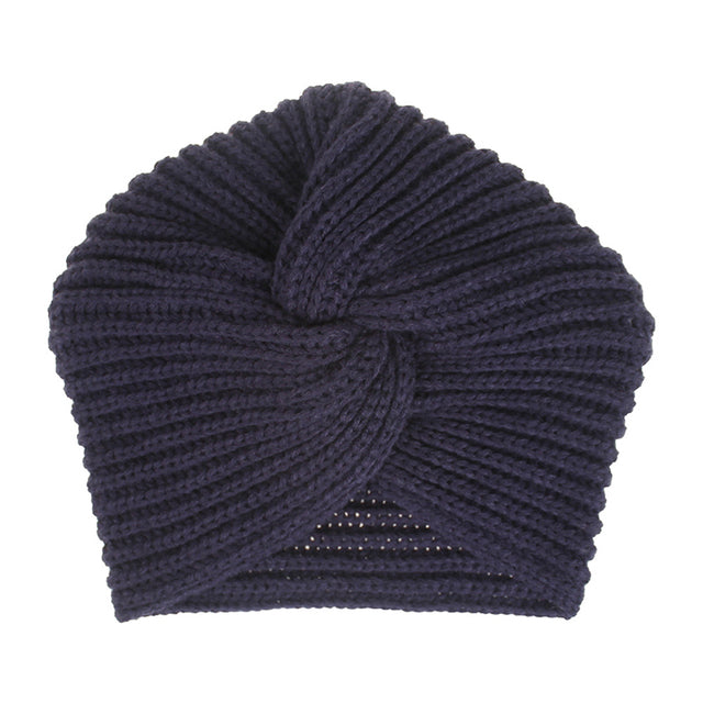 Women Autumn Winter Knot Bandana Turban Resuable Foldable Bonnet Hat Night Cap Sleep Head Cover Solid Color Headwrap Headscarf