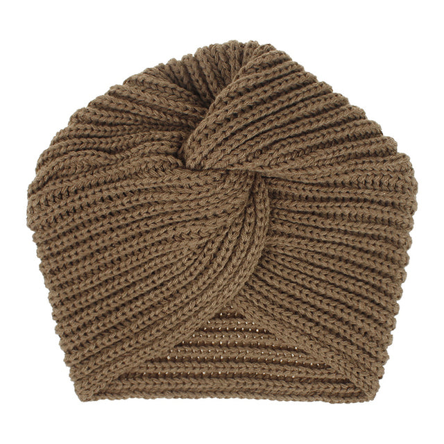 Women Autumn Winter Knot Bandana Turban Resuable Foldable Bonnet Hat Night Cap Sleep Head Cover Solid Color Headwrap Headscarf