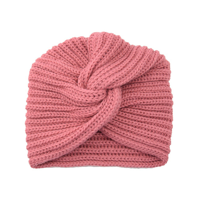 Women Autumn Winter Knot Bandana Turban Resuable Foldable Bonnet Hat Night Cap Sleep Head Cover Solid Color Headwrap Headscarf