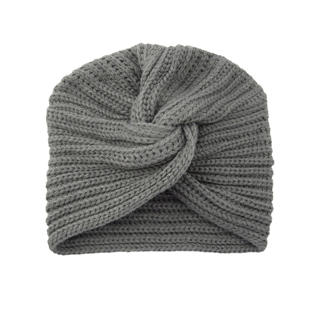 Women Autumn Winter Knot Bandana Turban Resuable Foldable Bonnet Hat Night Cap Sleep Head Cover Solid Color Headwrap Headscarf