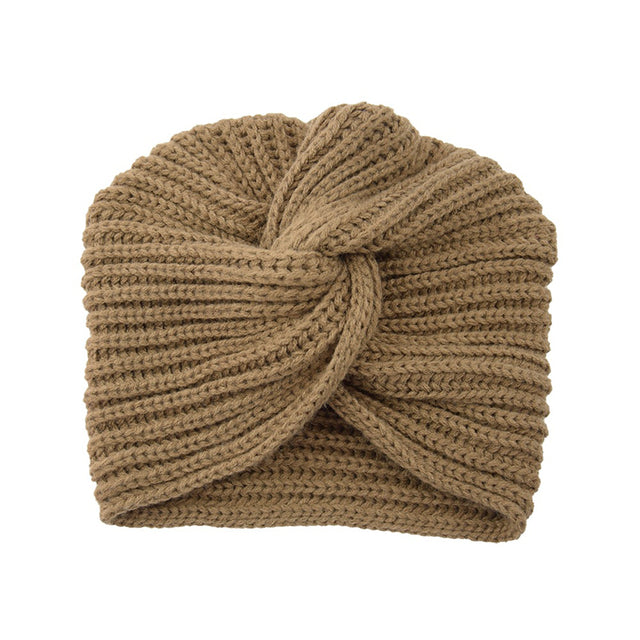 Women Autumn Winter Knot Bandana Turban Resuable Foldable Bonnet Hat Night Cap Sleep Head Cover Solid Color Headwrap Headscarf