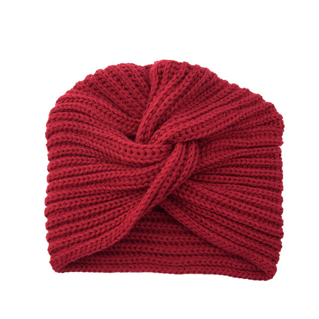 Women Autumn Winter Knot Bandana Turban Resuable Foldable Bonnet Hat Night Cap Sleep Head Cover Solid Color Headwrap Headscarf