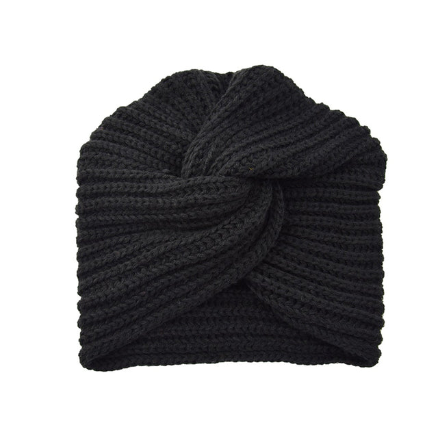 Women Autumn Winter Knot Bandana Turban Resuable Foldable Bonnet Hat Night Cap Sleep Head Cover Solid Color Headwrap Headscarf