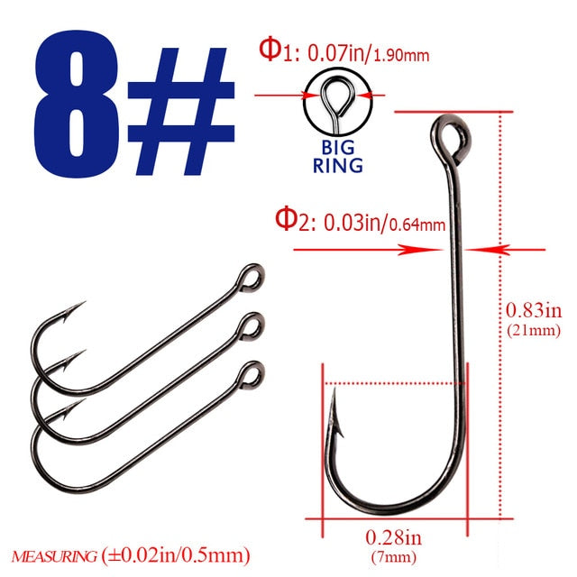 Fishing Hook With big eyes Ring 3packs 1-10