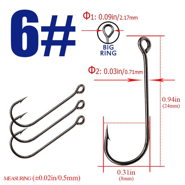 Fishing Hook With big eyes Ring 3packs 1-10