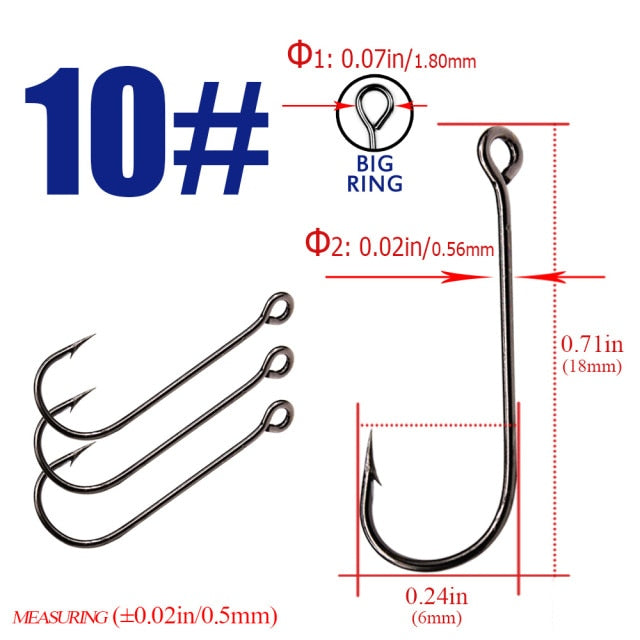 Fishing Hook With big eyes Ring 3packs 1-10