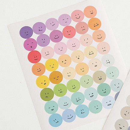 Mohamm 1Pc Ins Morandi Style Round Smile Sticker Sealed Notebook Hand Account School Supplies