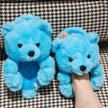 Teddy Bear women christmas plush slippers Cartoon Cute Bear House Slipper Furry Faux Fur Slides Woman Furry Flip Flop Shoes