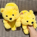 Teddy Bear women christmas plush slippers Cartoon Cute Bear House Slipper Furry Faux Fur Slides Woman Furry Flip Flop Shoes
