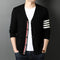 Top Grade New Autum Winter Brand Fashion Knitted Men Cardigan Sweater Black Korean Casual Coats Jacket Mens Clothing 2021