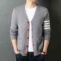 Top Grade New Autum Winter Brand Fashion Knitted Men Cardigan Sweater Black Korean Casual Coats Jacket Mens Clothing 2021