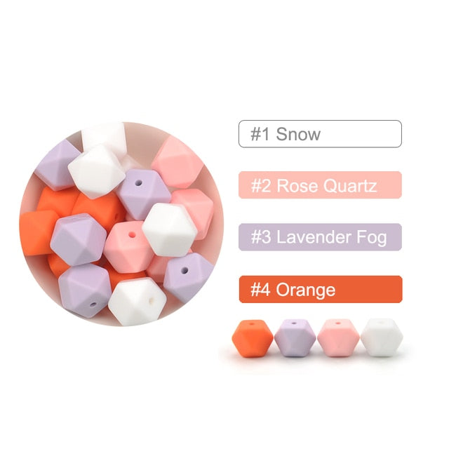 LOFCA10pcs 14mm Mini Hexagon silicone beads Baby Teether BPA Free DIY Necklace Pacifier Chain Baby Teething Care Infant
