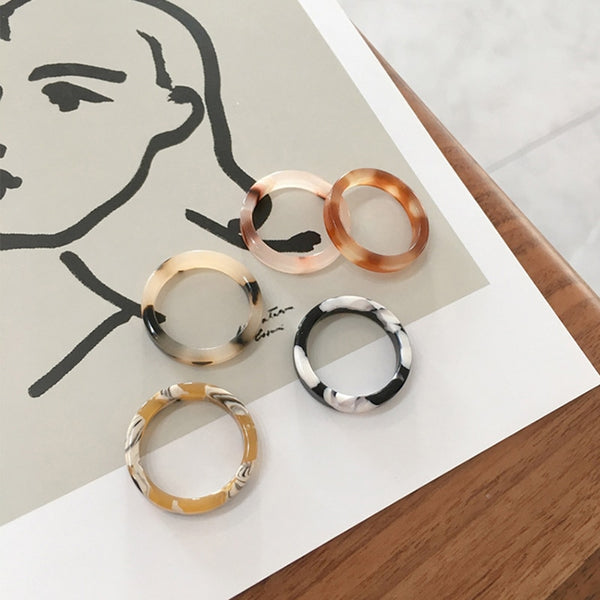 Retro New Korea Chic Transparent Aesthetic ring Colorful Minimalist Acrylic Resin Thin Ring for Women Jewelry Party Gifts