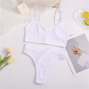 FINETOO Seamless Tanks Tops Panties Set Female Underwear Wireless Bra Crop Top Women Low-rise Underpants Soft Bralette Lingerie