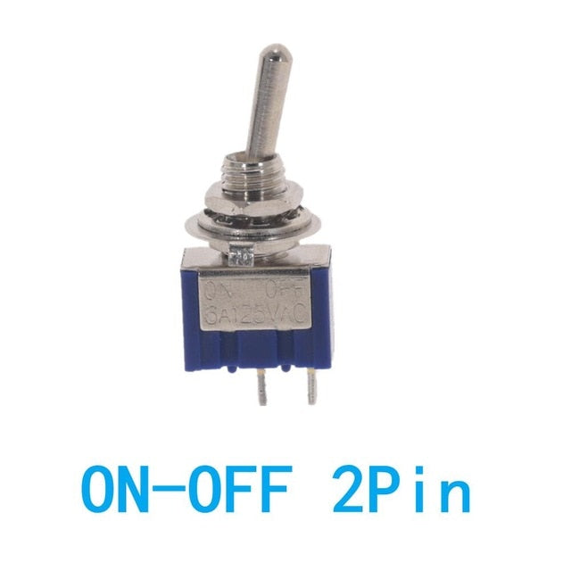 10PC/5PC Miniature Toggle Switch Single Pole Double Throw SPDT DPDT ON-OFF-ON ON-ON 120VAC 6A 1/4 Inch Mounting MTS-102 103 202