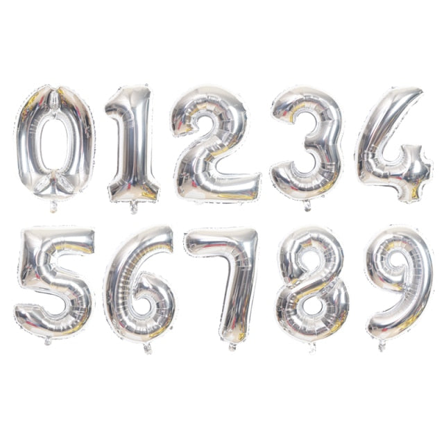 16/32/40 inch Big Size Rose Gold Sliver digital number Figure Foil balloons kids Adult Birthday Party Decoration Supplies Ballon