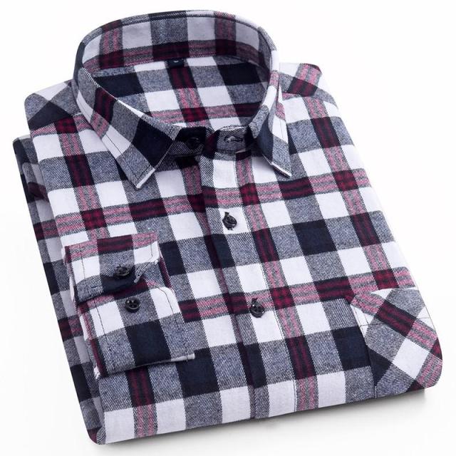 2021 Spring Autumn Plaid Shirt Men Cotton New Male Casual Long Sleeve Shirt  High Quality  Man Clothes