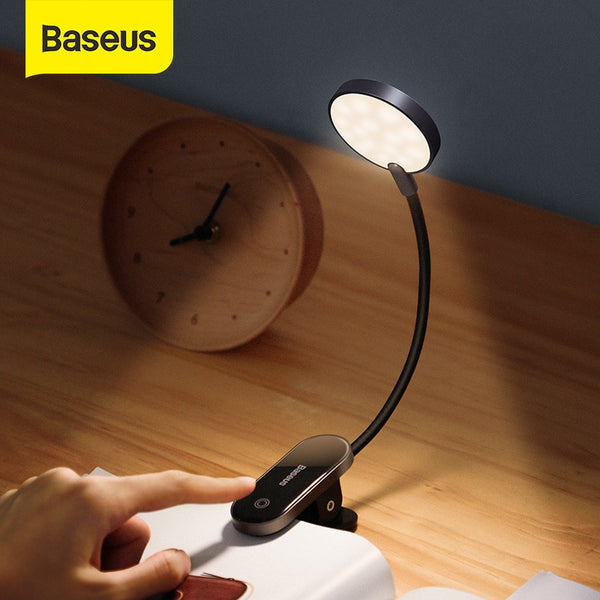 Baseus Book Light USB Led Rechargeable Mini Clip-On Desk Lamp Light Flexible Nightlight Reading Lamp for Travel Bedroom Book