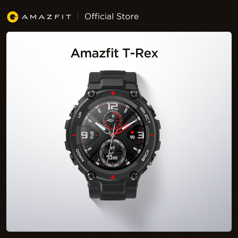 New 2020 CES Amazfit T rex T-rex Smartwatch Control Music 5ATM Smart Watch GPS/GLONASS 20 days battery life MIL-STD for Android