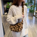 Fashion Leopard Print Crossbody Bags for Women Autumn Winter Plush Soft Shoulder Messenger Handbag Bag Fluffy сумка женская