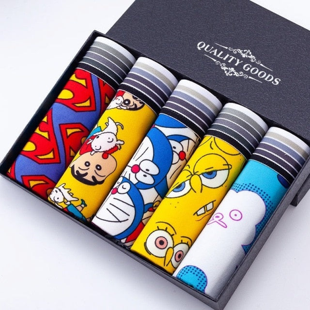 Boxershorts Men Cartoon Printed Breathable Comfortable Underwear Man Boxers Elastic Shorts Underpants Male Soft Boxer Panties